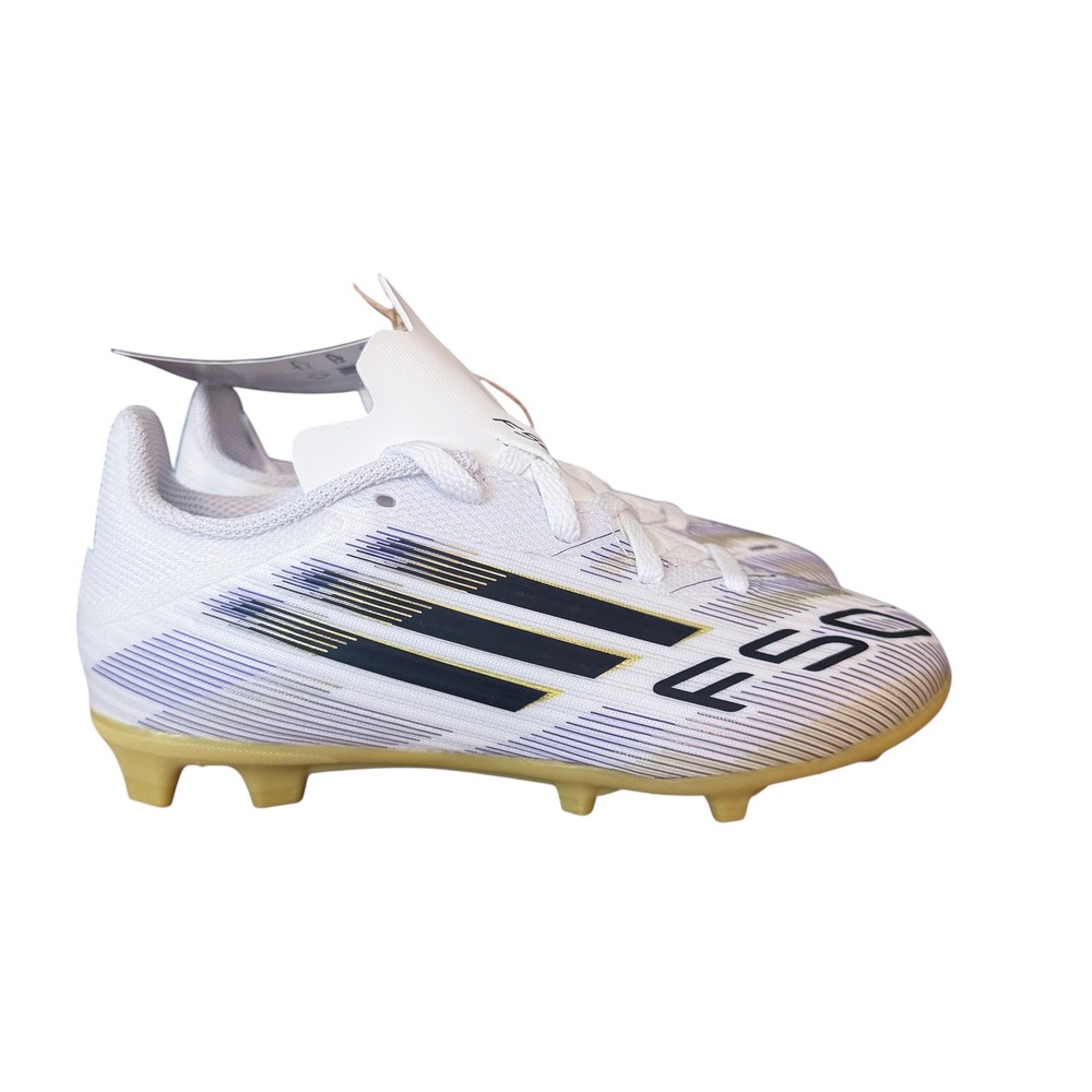 Adidas F50 League FG/MG J Junior Soccer Cleats White Gold JH7745 Size 12K NEW